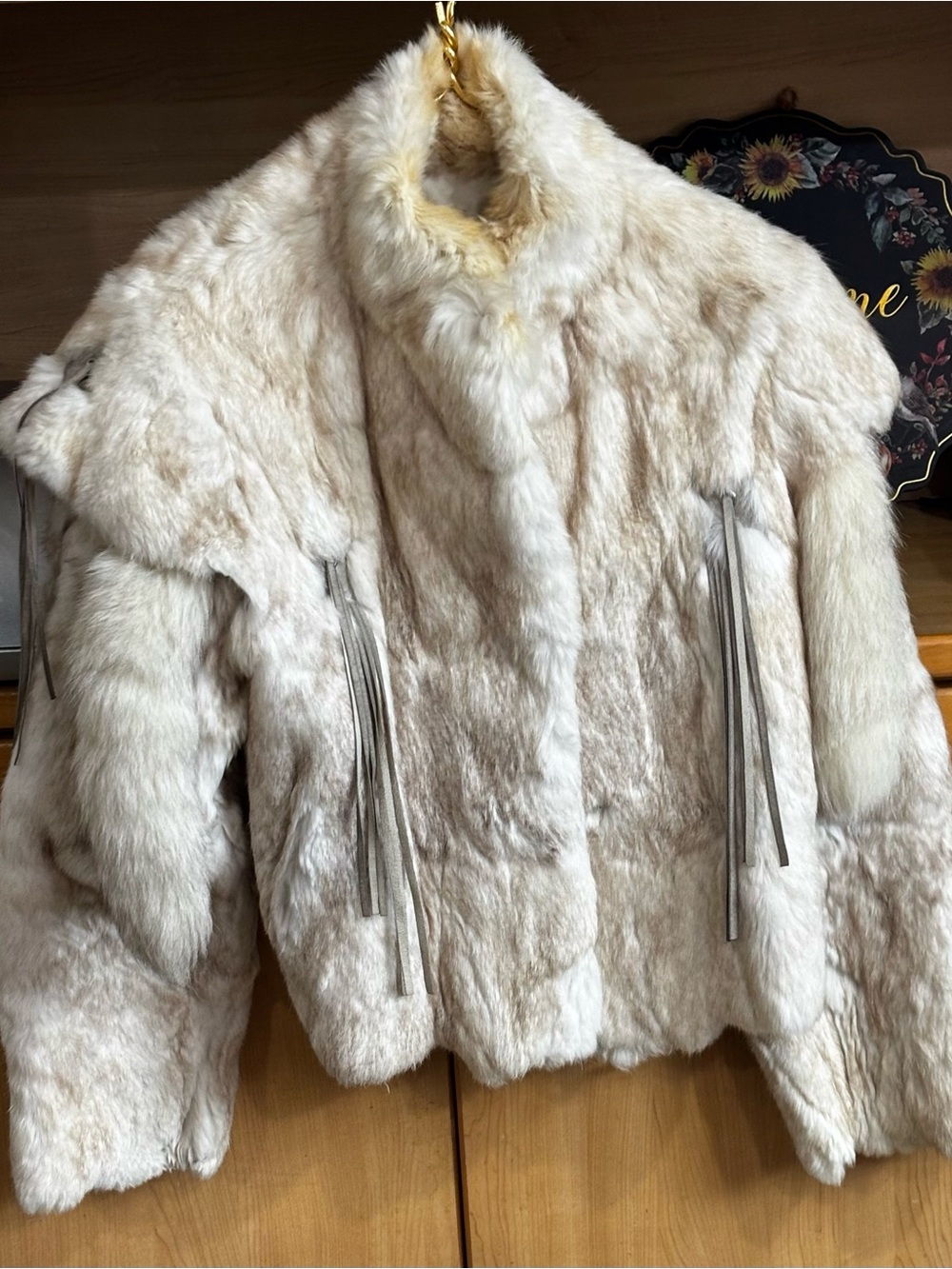 Vintage Rabbit Fur Coat w Foxtails Medium